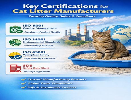 ما هي الشهادات التي يجب أن يمتلكها مصنع رمل القطط؟